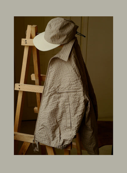 FW24 Vintage Harrington Jacquard Jacket - Yamalin Plaid Texture Memory Fabric Lapel Jacket