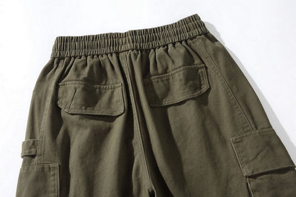 Cotton Cargo Pants – Washed Twill & Drawstring Waist