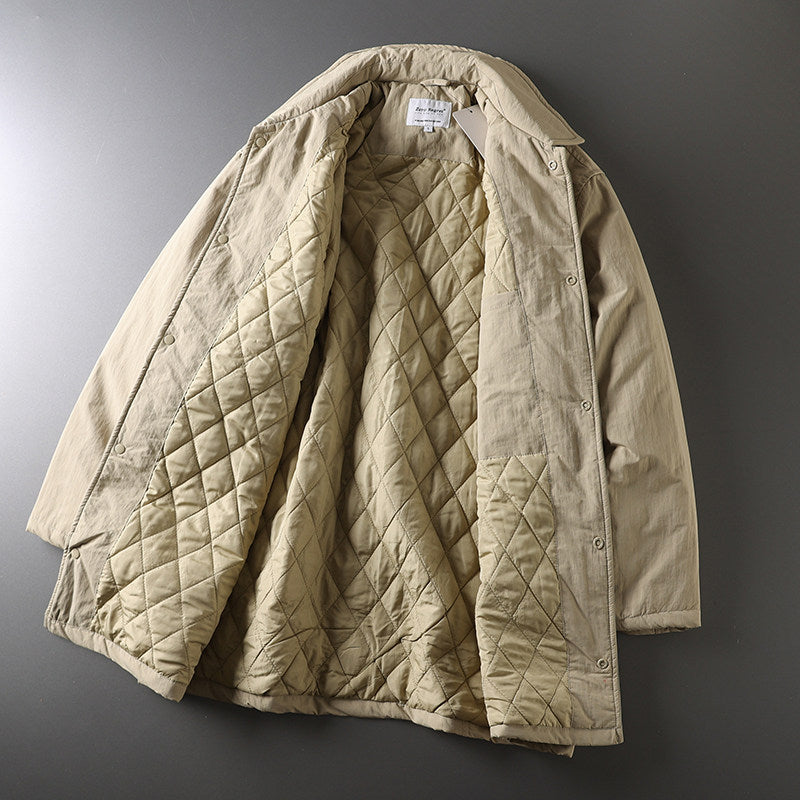 Japanese Retro Mid-Length Padded Coat – Oversized Unisex – Japanese vintage | fall outfits 2026 | fall winter outfits | classy winter outfits | lazy comfy outfits | japanese streetwear | vintage workwear | yamalin clothes | Yamalinclothes