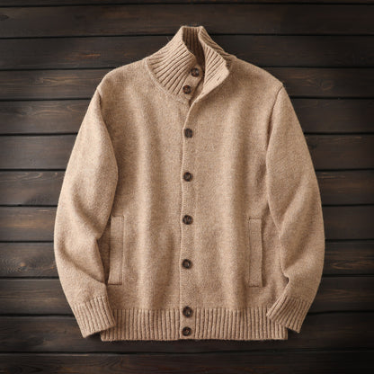 Alpaca Wool Blend Stand-Collar Knit Cardigan – Thickened Oversized Unisex