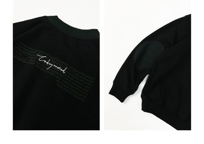Contrast Crewneck Monogram Embroidery Sweatshirt – Loose Unisex Casual Pullover – Japanese vintage | yamalin clothes | Yamalinclothes
