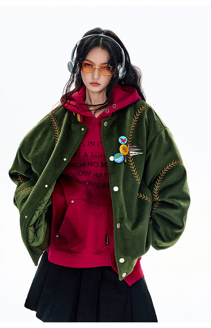 BJHG Quilted Baseball Jacket - American Style Color-Block Winter Coat (Unisex)