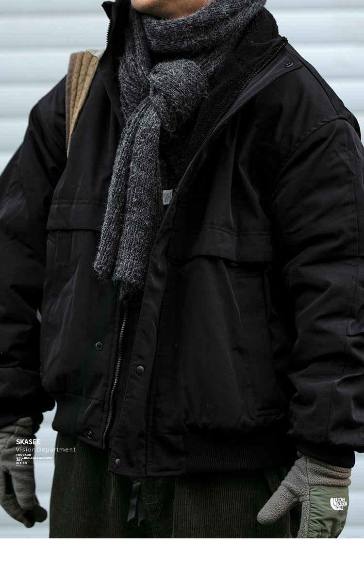 Japanese Style Trendy Brand Lamb Wool Stand Collar Cotton Jacket Men Winter Trendy Brand Couple Loose Thickened Warm Workwear Cotton Coat Jacket