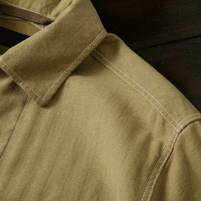 100% Cotton Herringbone Summer Men's Loose Casual Short Sleeve Work Shirt Top