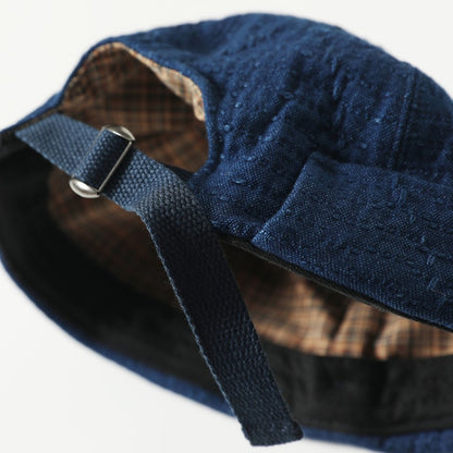 Nissan Sashiko Fabric Sashiko Embroidery Beanie Unisex Hat Blue Cotton Adjustable All-Season Landlord Hat – Japanese vintage | yamalin clothes | Yamalinclothes
