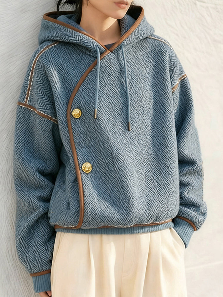 Women's 2025 Autumn Winter Korean Little Chanel Coat - Blue Corduroy Lamb Wool Thick Warm Coat