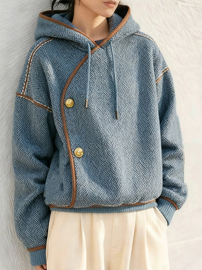 Women's 2025 Autumn Winter Korean Little Chanel Coat - Blue Corduroy Lamb Wool Thick Warm Coat