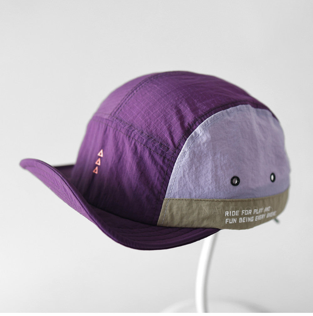 Quick-Dry Color-Block Short Brim Cap – Letter Print Sporty Unisex – cap | japanese streetwear | vintage workwear | unisex | Yamalinclothes