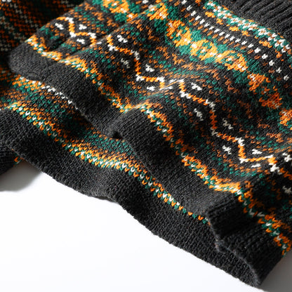 Nordic Fair Isle Knit Cardigan – Wool Blend Jacquard Men – Japanese vintage | yamalin clothes | Yamalinclothes
