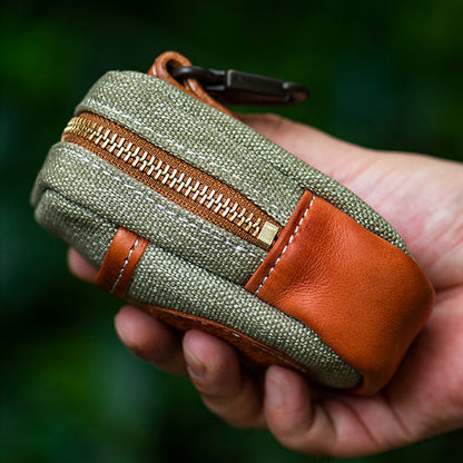 Handmade Cowhide Canvas Pouch – Vintage Leather Cigarette Case & Coin Purse