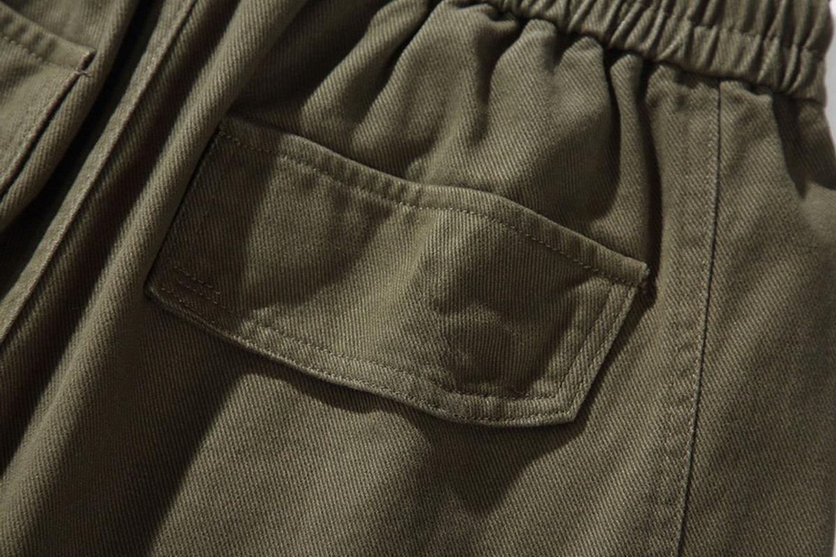 Cotton Cargo Pants – Washed Twill & Drawstring Waist