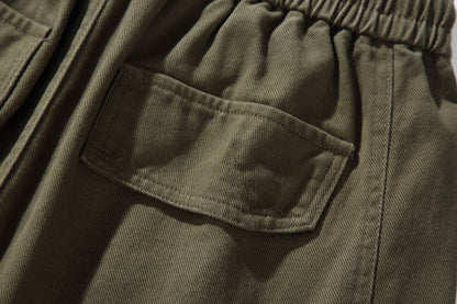 Cotton Cargo Pants – Washed Twill & Drawstring Waist