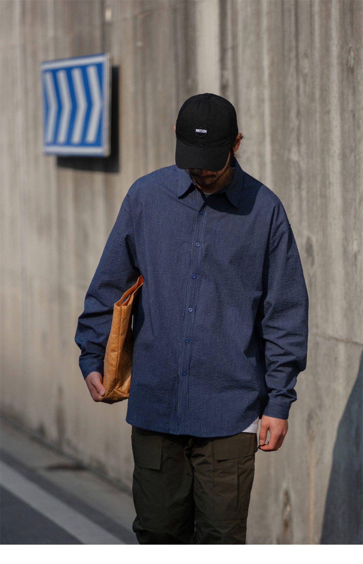 Cotton Pinstripe Shirt – Washed Navy & Relaxed Fit | Yamalinclothes