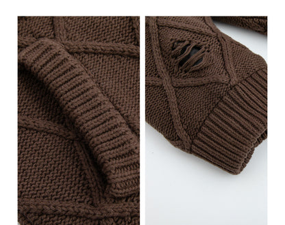 Diamond Jacquard Knit Down Jacket – Men's Oversized Sweater Puffer Coat