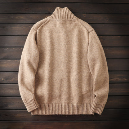 Alpaca Wool Blend Stand-Collar Knit Cardigan – Thickened Oversized Unisex