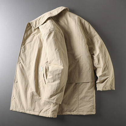 Japanese Retro Mid-Length Padded Coat – Oversized Unisex – Japanese vintage | fall outfits 2026 | fall winter outfits | classy winter outfits | lazy comfy outfits | japanese streetwear | vintage workwear | yamalin clothes | Yamalinclothes