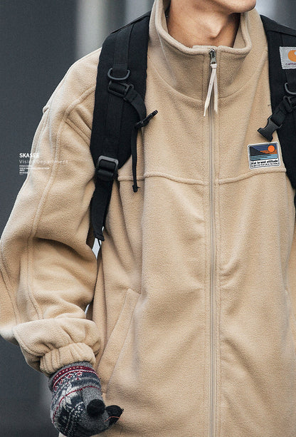 Fleece Padded Stand-Collar Zip Cardigan – Outdoor Oversized Unisex