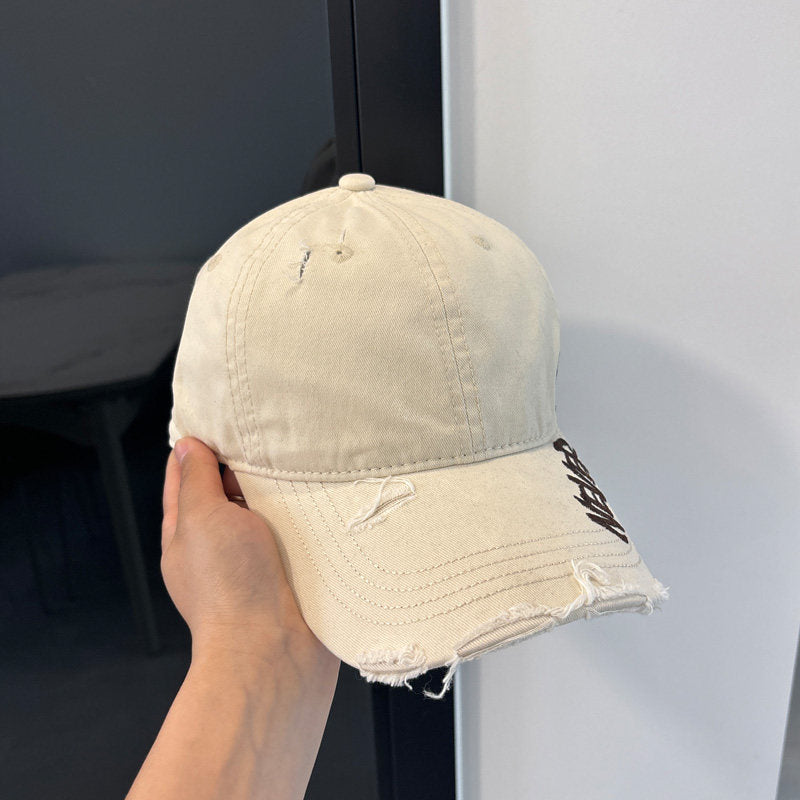 Washed Distressed Denim Baseball Cap – Embroidered Adjustable Unisex