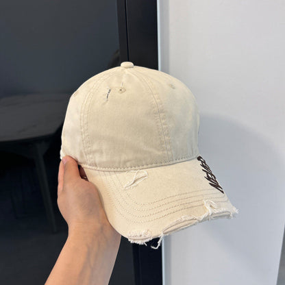 Washed Distressed Denim Baseball Cap – Embroidered Adjustable Unisex