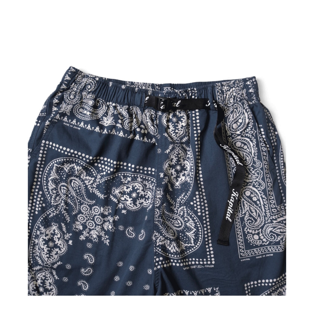 Japanese Style Casual Paisley Print Adjustable Elastic Loose Shorts