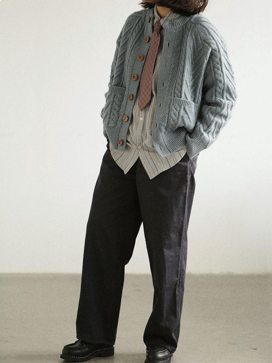 Traditional Aran Fisherman Sweater – Jacquard Knit Crewneck Cardigan (Unisex)