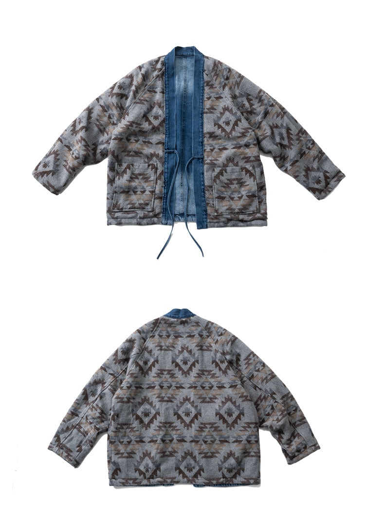 Vintage Ethnic-Style Reversible Denim Jacket – Japanese Retro Unisex Coat