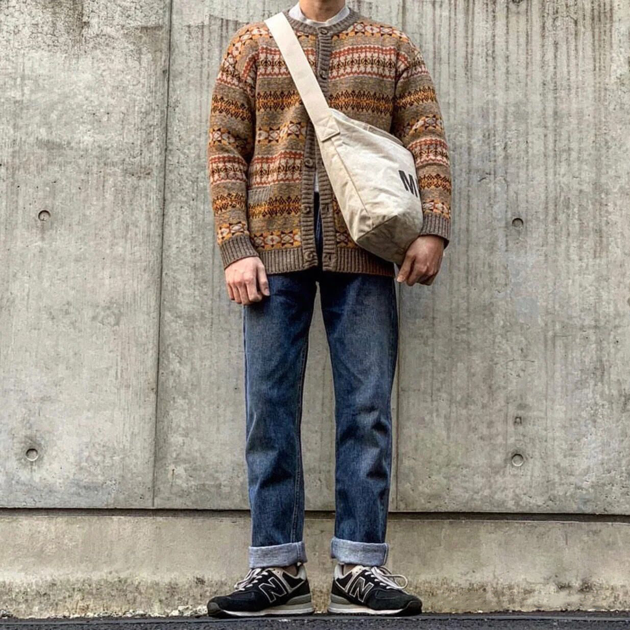 Fair Isle Ethnic-Style Merino Wool Cardigan – Thick Knit Unisex