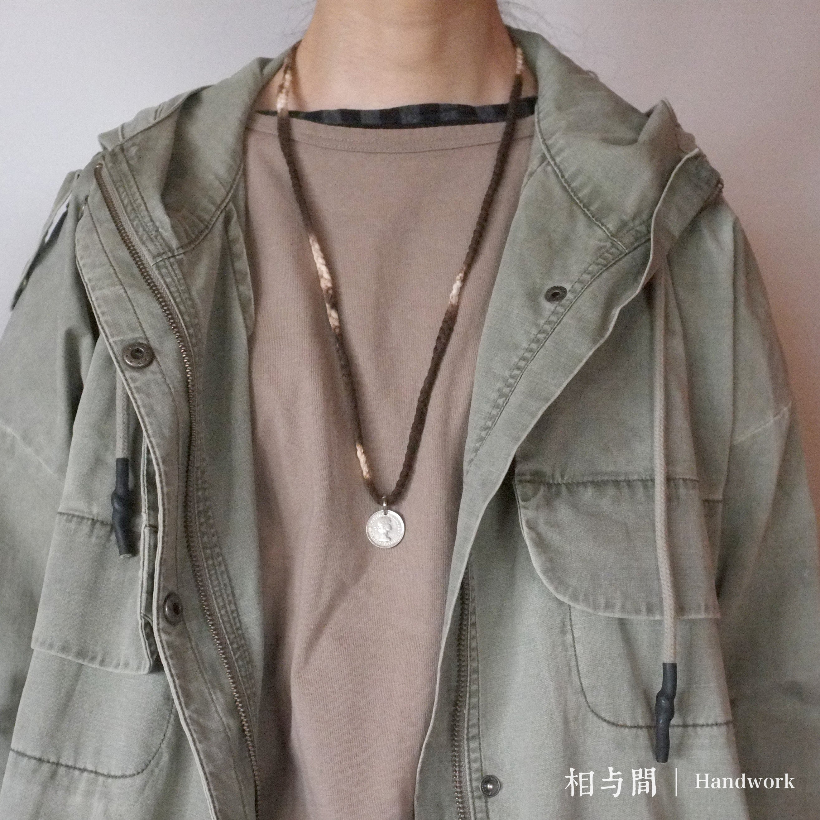 Sixpenny Lucky Coin Plant Dyed Woven Hand Strap National Fashion Original Necklace Bracelet Dual-Use