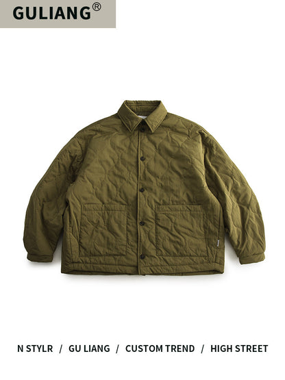 japanese Minimalist Quilted Cotton Jacket - Lightweight Couple Coat