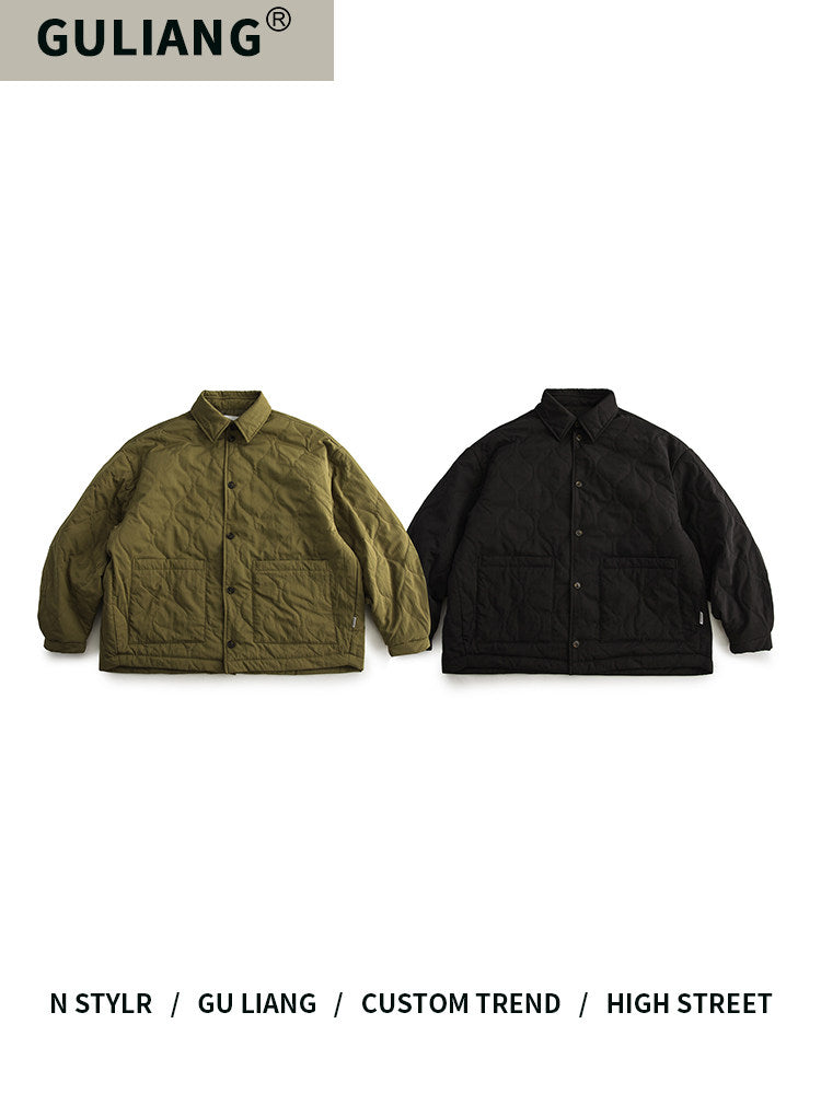 japanese Minimalist Quilted Cotton Jacket - Lightweight Couple Coat