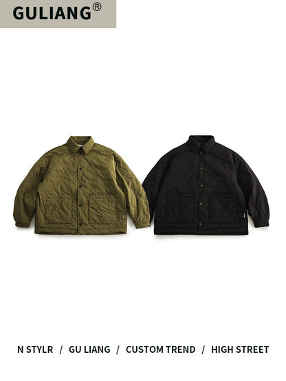 japanese Minimalist Quilted Cotton Jacket - Lightweight Couple Coat