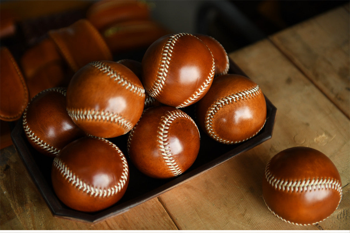 Handmade Vegetable-Tanned Cowhide Baseball – Artisan Leather Collectible