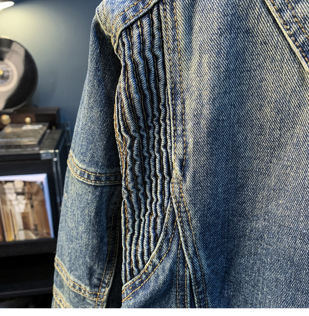 American Utility Stand-Collar Zipper Denim Jacket – Vintage Oversized Men’s Trucker Coat