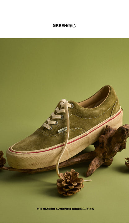 men's and women's washed suede canvas shoes platform vulcanized shoes vintage Japanese breathable board shoes 2026 spring/summer