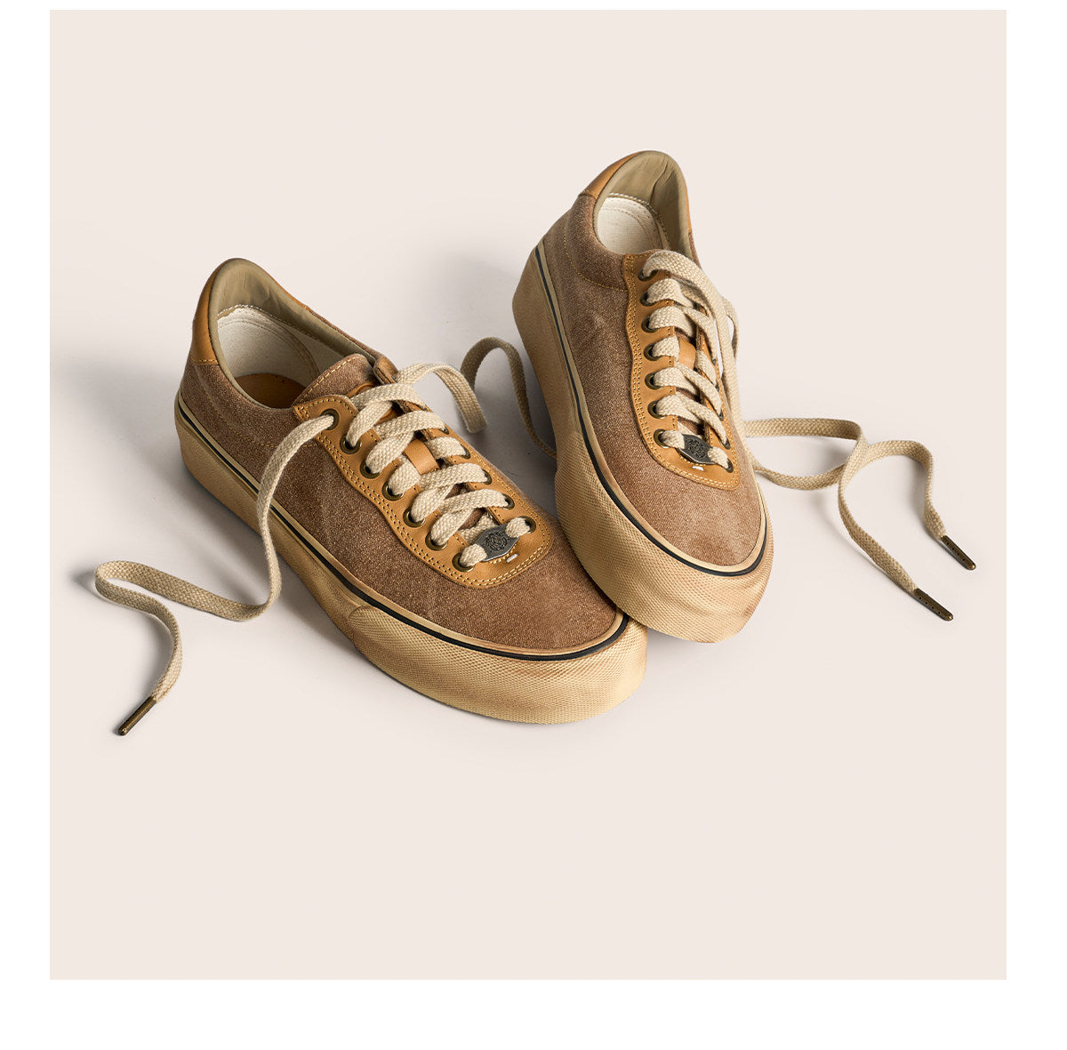 Vintage Japanese Low Top Espadrille Platform Sneakers – Washed Vulcanized Unisex Shoes – Japanese vintage | yamalin clothes | Yamalinclothes