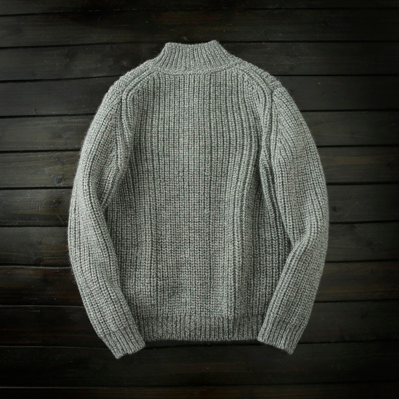 Wool Stand-Collar Knit Cardigan – Thickened Oversized Unisex