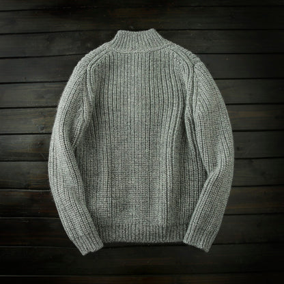 Wool Stand-Collar Knit Cardigan – Thickened Oversized Unisex