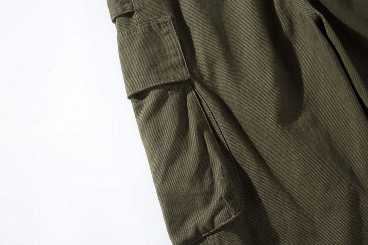 Cotton Cargo Pants – Washed Twill & Drawstring Waist