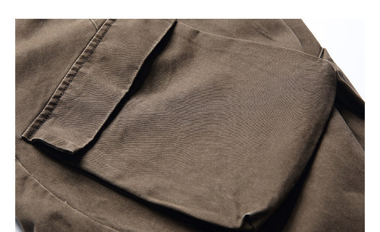 American Vintage Warm Earth-Tone Cargo Jacket – Relaxed Men's Spring Autumn Coat