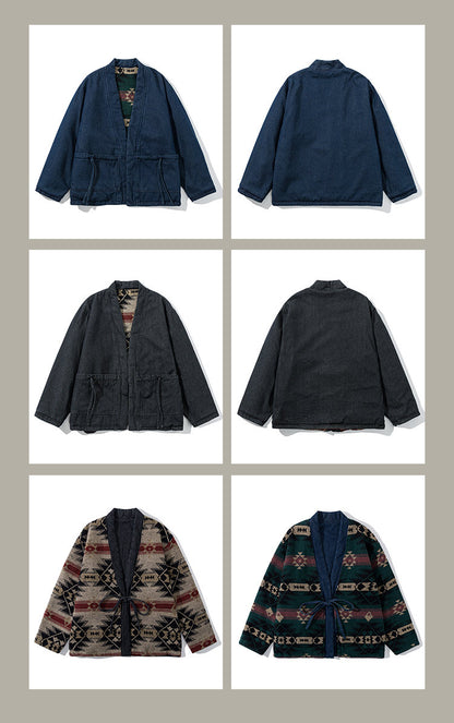 Unisex New Chinese Style Double-Sided Quilted Dao Robe