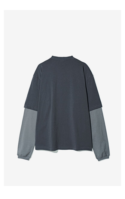 Vintage Two-Piece Look Striped Long Sleeve T-Shirt – Washed Cotton (Men)