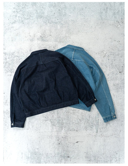 Single Pocket Short Denim Jacket – Loose Unisex Casual Streetwear