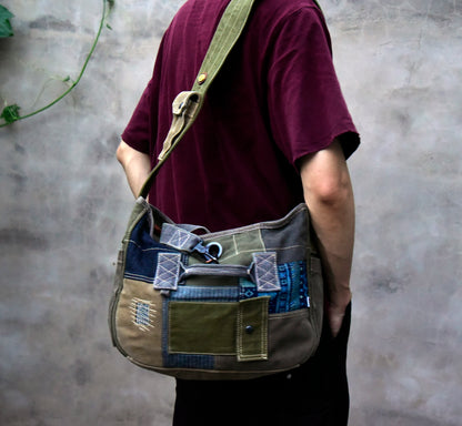 صناعة ثقيلة، قماش سميك، وصلات قماش بايجيا، حقيبة كتف واحدة، حقيبة كروس، حقيبة بائع جرائد، حقيبة كاجوال للرجال والنساء 8700