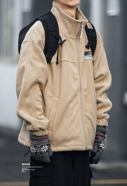 Fleece Padded Stand-Collar Zip Cardigan – Outdoor Oversized Unisex