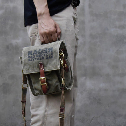 Vintage Washed Canvas Messenger Bag – Military Workwear Crossbody Satchel | Japanese vintage | yamalin clothes | Yamalinclothes