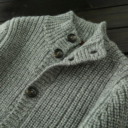 Wool Stand-Collar Knit Cardigan – Thickened Oversized Unisex