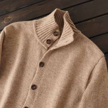 Alpaca Wool Blend Stand-Collar Knit Cardigan – Thickened Oversized Unisex