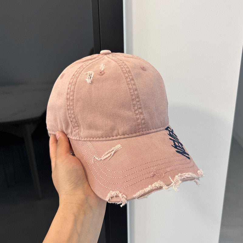 Washed Distressed Denim Baseball Cap – Embroidered Adjustable Unisex