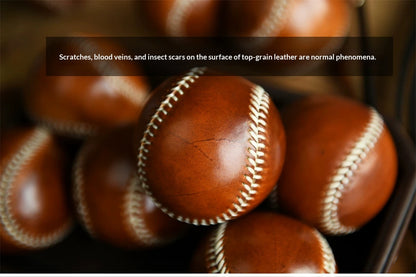 Handmade Vegetable-Tanned Cowhide Baseball – Artisan Leather Collectible