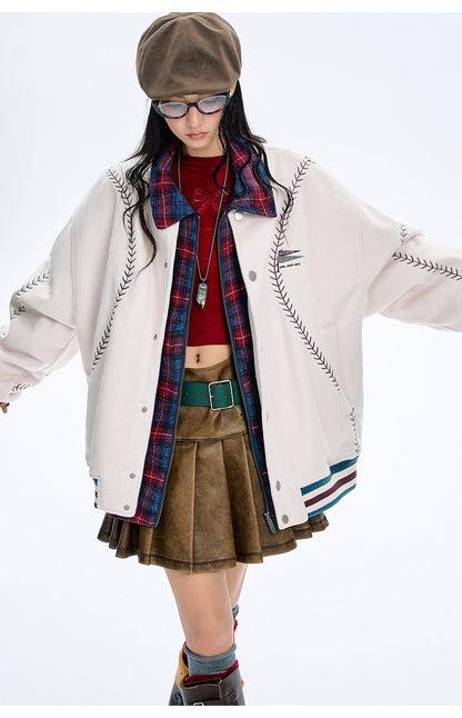 BJHG Quilted Baseball Jacket - American Style Color-Block Winter Coat (Unisex)